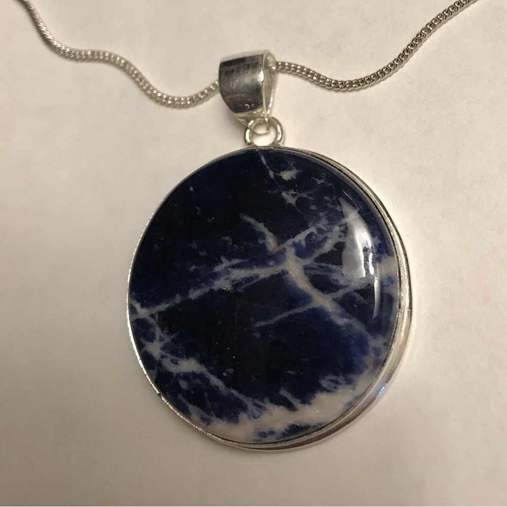 Sodalite Stamped 925 Sterling Silver Necklace